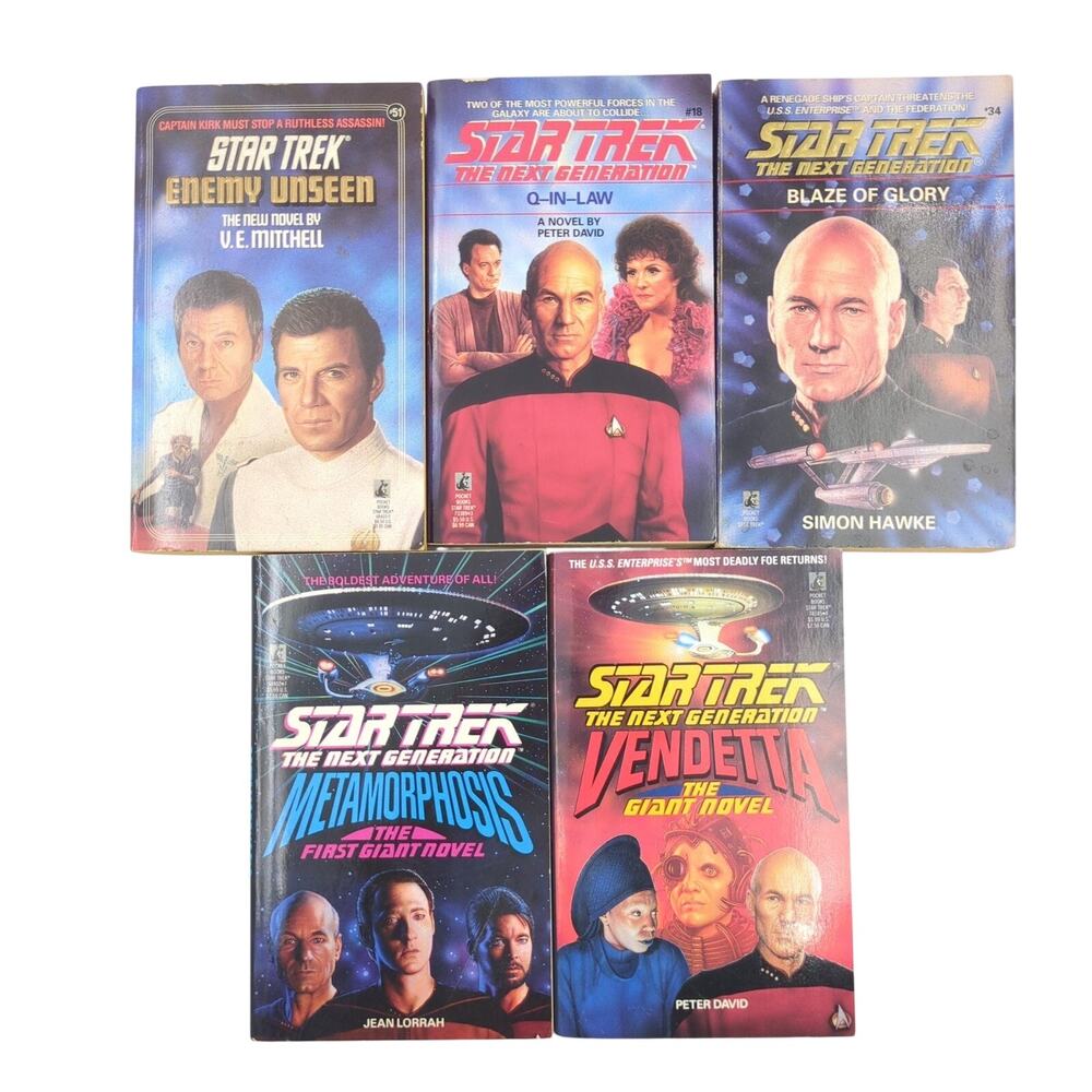 Star Trek TNG & Original Series Paperback Book Lot 5 Vintage Sci-Fi Novels